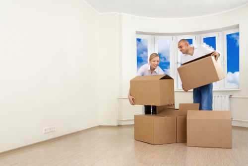 Office furniture removals in Redbridge with desks and cabinets loaded safely